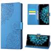 SEHEYA Cover per Realme 11 Pro 5G / Realme 11 Pro Plus 5G Pieghevoli Libretto Embossed Fiore Custodia Portafoglio a Libro in Pelle Flip Magnetica Protezione Caso, Blu