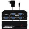 HuaLiSiJi Splitter VGA 1 in 4 Out Splitter VGA 4 Porte Monitor Video Box con Adattatore DC 5V, Supporta 1920x1440 200 MHz per Computer, Laptop, Smart Box (Nero)