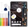 Duotipa Display OLED da 6,1, compatibile con Google Pixel 7a GWKK3 (nero con cornice), display LCD touch screen Digitizer montaggio con kit di strumenti di riparazione (con impronte digitali)