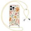 Yirlbey Cover per iPhone 16 Pro Max 6,9 Pollici con Cordino, Custodia con Fiore Giallo Disegni Aesthetic Laccio Tracolla Corda, Silicone Protective Case Collana Antiurto Sottile per Ragazza