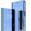 TingYR Cover per Xiaomi Poco M6 PRO 5G Custodia, Custodia Flip Traslucido Clear View Specchio Standing Cover, [Funzione Staffa] [Anti Graffio], Case Cover per Xiaomi Poco M6 PRO 5G.（Blu）