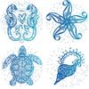 GORGECRAFT 4 Stili Decalcomanie per Finestra Animali Marini Statico Conchiglia Tartaruga Marina Cavalluccio Marino Stella Marina Adesivo per Porta Scorrevole In Vetro Impermeabile Oceano Camera