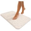 Avilia Tappetino Bagno Assorbente Antiscivolo in Memory Foam, Lavabile, Effetto Pietra- Sassolini, Ideale per Vasca e Doccia, in Poliestere Beige, 80L x 50L cm