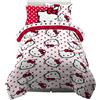 Franco Set Trapunta e Lenzuola, Microfibra, Rosso-Hello Kitty, 5 Pezzi Twin Size