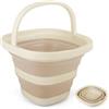 ZOSIGN Secchio Pieghevole 5 Litri Secchio per Pulizie con Manico Salvaspazio Portatile per Cucina Spiaggia Camping Autolavaggio Pesca Giardinaggio Esterni (Beige)