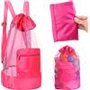 Lunza Borsa Porta Giochi Spiaggia Grande Borsa per Giocattoli da Spiaggia in Poliestere Impermeabile con Rete e Tasca con Cerniera Doppie Spalle Regolabili e Coulisse per Sabbia, Piscina e Viaggi (Rosa)