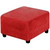 ZZDZW Velluto Copri Pouf Quadrato Elasticizzato Rettangolare Copertura Dell'Ottomano Morbido Elastico Fodera per Pouf Lavabile Copri Poggiapiedi per Soggiorno (Color : Rosso, Size : 33-45cm)