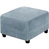 ZZDZW Velluto Copri Pouf Quadrato Elasticizzato Rettangolare Copertura Dell'Ottomano Morbido Elastico Fodera per Pouf Lavabile Copri Poggiapiedi per Soggiorno (Color : Gray-Blue, Size : 33-45cm)