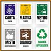 Mr Pubblicità 6 Adesivi Raccolta Differenziata - 5x8 cm - in PVC, Impermeabili, Lavabili, Resistente agli agenti atmosferici