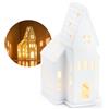 COM-FOUR® Tea Light House in Porcellana - Chiesa in Porcellana Opaca con Base per Tea Light - Faro - Elegante Decorazione della Stanza a Forma di Chiesa