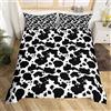 Homemissing Set di biancheria da letto con stampa di mucca per bambini Set di biancheria da letto per bambini Set copripiumino per bambini Kawaii Animale Traspirante Nero Bianco Copriletto Copertura per Camera D