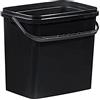Fuduu.de Secchio rettangolare in plastica, 10 litri, nero, con coperchio (1 pezzo)