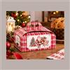 Lucgel Scatola Porta Panettone Basso 1 Kg Cartoncino Rosso con Grafica Babbo Natale