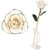Cyrank Oro rosa 24 carati, vera rosa immersa in oro con supporto, 1 pezzo, stile classico, varietà dorata, rosa artificiale placcata oro, perfetto per San Valentino