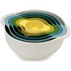 Joseph Joseph Duo Ciotole di Miscelazione per Cucina, Set di 6 pezzi impilabile, Insalatiera, Preparazione Dolci, Multicolore