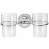 LatoYard Doppio portaspazzolino e portabicchieri con ventose, organizer da bagno in acciaio inox con 2 tazze trasparenti