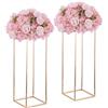 Inweder Portafiori in Metallo Oro, 80 cm, con Pannello Metallico, 2 Pcs | Colonna Geometrica in Metallo, Vaso Alto per Matrimoni, Centrotavola, Anniversari, Feste & Decorazioni per il Soggiorno