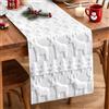 Artscope Runner da Tavolo in Lana Corta Velluto per Natale 40x180cm , Decorazioni a Tema Natalizio per del Tavolo da Pranzo Cucina Feste Fattoria (Bianco - Albero di Natale e Cervo)