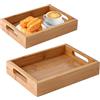 WEGREAT Vassoio in legno rettangolare: 2 vassoi in bambù, vassoio da portata con manico, in legno, 30 x 20 x 4 cm, 20 x 15 x 4 cm, vassoio da portata in bambù per colazione, tè, tavolino da caffè