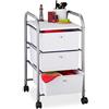 Relaxdays Carrellino Salvaspazio con 3 Cassetti, Metallo & Plastica, Carrello Porta Trucchi da Bagno, Multiuso, Argento
