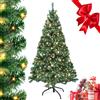 UISEBRT Albero di Natale artificiale con illuminazione, effetto neve - Albero di Natale a LED con supporto metallico luminoso, albero di Natale in PVC per Natale (verde tradizionale, 240 cm)