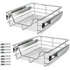 AREBOS Cassetto telescopico - per armadi larghi 30, 40, 50 o 60 cm/cromato/set a scelta - Cassetto da cucina, cestello estraibile, estraibile per armadio, inserti per cassetti / 2 x 50 cm