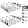 AREBOS - Cassetto da cucina telescopico | Compartimenti per mobili | 30 cm | 40 cm | 50 cm | 60 cm | 2 x 50 cm o 2 x 60 cm | argento | 2x 60 cm