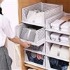 ZPONEED Set di 3 scatole pieghevoli per guardaroba in plastica, per scaffali, cestini, Contenitori per Armadio per Vestiti, cassetti impilabili, Scatole Armadio Impilabili, bianco