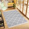 TAPISO Azteca Tappeto Cotone Salotto Double-Face Vintage con Nappe Intrecciate Pelo Corto Motivo Moderno Geometrico Lavabile Grigio Panna Cucina Sala Bagno Oeko-Tex 60 x 110 cm