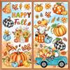 wondever Adesivi Finestra Autunno Foglie Zucca Vetrofanie Adesivi Anticollisione per Foglie Acero Fiore Gnomi Camion Ringraziamento Adesivi Elettrostatici per Vetro Porte Finestre