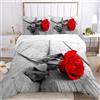TULTOAP Set di biancheria da letto con stampa 3D di rose rosse, romantico copripiumino con fiori di rosa, biancheria da letto con rose per ragazze adulte, decorazione per la camera da letto (Rosa 5