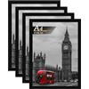 Tinkeps Cornice per Foto A4 in Legno (21 x 29,7cm), Nero Set di 4, per Tavolo o da Appendere Verticalmente e Orizzontalmente al Muro, con Plexiglass Trasparente e Infrangibile