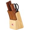 BERGNER Set di 13 coltelli e Ceppo portacoltelli in Legno Naturale, Acciaio Inossidabile