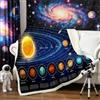 Loussiesd Coperta Sherpa con solare, coperta in pile per bambini, ragazzi, ragazze, universali, pianeti, coperta in peluche, per divano, letto, divano, divano, bambino, 70 x 100 cm