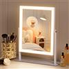 FENCHILIN Specchio da trucco con illuminazione Hollywood - 3 colori - Luce a intensità regolabile - Con illuminazione - Controllo touch intelligente - Ingrandimento 10x - Rotazione a 360° - Bianco