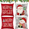 ZesGlyxyr 4 Cuscini Natalizi per Divano, Federe Natalizie con Motivo Rosso, Alberi di Natale e La Scritta Merry Christmas, Addobbi Natalizi, Decorazioni Natalizie Casa - 45 * 45cm