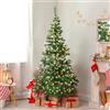 Aigostar Albero di Natale Artificiale da 150 CM,con Catena di Luci LED da 13 M,8 Modalità di Illuminazione,200 LED Bianco Caldo280 Rami,Colore Verde,Include Supporto in Metallo.