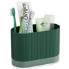 Xynvora Portaspazzolino verde per bagni, in plastica, per bambini, con drenaggio e vassoio antigoccia, grazioso supporto per dentifricio da doccia, organizer per montaggio a parete e accessori per piano di