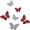 CalleaDesign Appendiabiti da parete design Farfalle da ingresso oppure da bagno colore alluminio e rosso rubino. Modello Milioni di farfalle di Callea Design composto da 6 farfalle e 3 pomelli