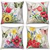 Hnmdmyi Copricuscino Fiori 40x40 Set di 4, Agriturismo Giardino Terrazza Fiori Colorati Farfalla Copricuscino Decorativo Estetico Lino Copricuscino per Divano Letto Giardino Esterno Casa Decorazione