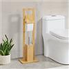 [en.casa] Set di Porta Carta Igienica e Portascopino (AxLxP) 82,5 x 28 x 18 cm Portarotolo da Terra con Scopino WC Mobile in Bambù
