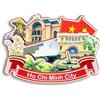 Quwsne Magnete da frigorifero Ho Chi Minh City Vietnam Magnete da frigorifero souvenir da viaggio in città regali turistici 3D classici punti di riferimento artigianali fatti a mano decorazione della