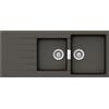 SCHOCK | Lavello Cucina Primus D200 2 Vasche con Gocciolatoio, Vasca Reversibile, Materiale Cristalite®, Colore Asphalt, 1160x500mm