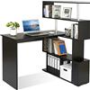 Mondeer Scrivania per Computer a Forma di L, Scrivania ad Angolo, Con Scaffale Girevole a 360 Gradi Per L'ufficio e lo Studio, 157 x 45 x 130.5 cm, Nero