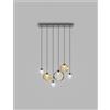 Vistosi PUPPET SOSPENSIONE L6 MULTICOLORE 1 NERO OPACO 6 LUCI ATTACCO G9