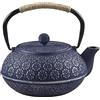 Demeuble Teiera in ghisa, stile giapponese, tetsubin, bollitore da tè con infusore rimovibile in acciaio inossidabile, teiere in ferro blu per caffè, bustine di tè, tè sfuso, motivo floreale, 1000 ml