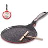 FLOVIA COOK BY NATURE Padella per Crepes 28 cm a Induzione con Spargipasta in Legno Senza PFOA | Crepiera Induzione Antiaderente, Pentola per Crepes, Rivestimento Ceramico Germania, Compatibile con Tutti i Piani Cottura