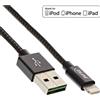 InLine® 31420B Cavo USB Lightning, per iPad, iPhone, iPod, nero/alluminio, 2 m