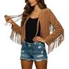 Generisch Giacche in similpelle da donna, alla moda, con frange occidentali, in pelle, da motociclista, da cowgirl, da cowboy, O kaki, L