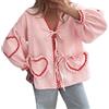 Generic Camicie da donna a maniche lunghe a scacchi casual alla moda da donna con scollo a V top a quadri camicetta a maniche lunghe top ampio Top Love Top Camicia casual 2025 Camicie da donna, Rosa acceso, M